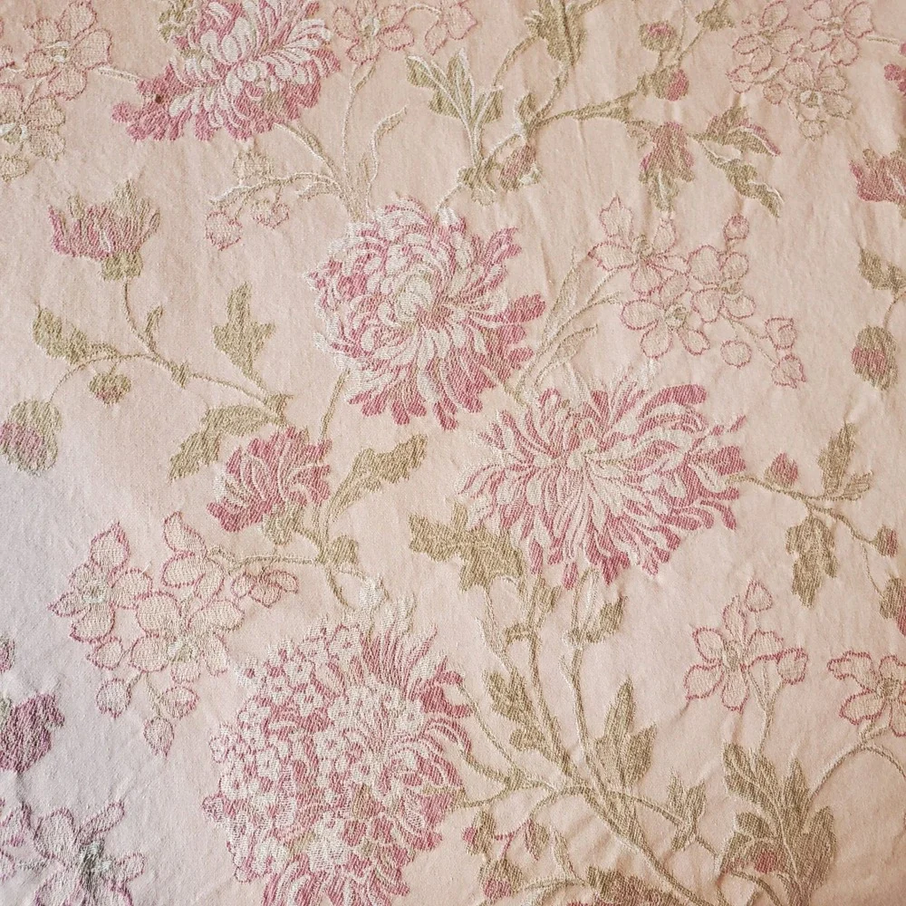 Pink Floral Jacquard Cotton Duvet Cover Queen 90x92 Reversible Rose Gold